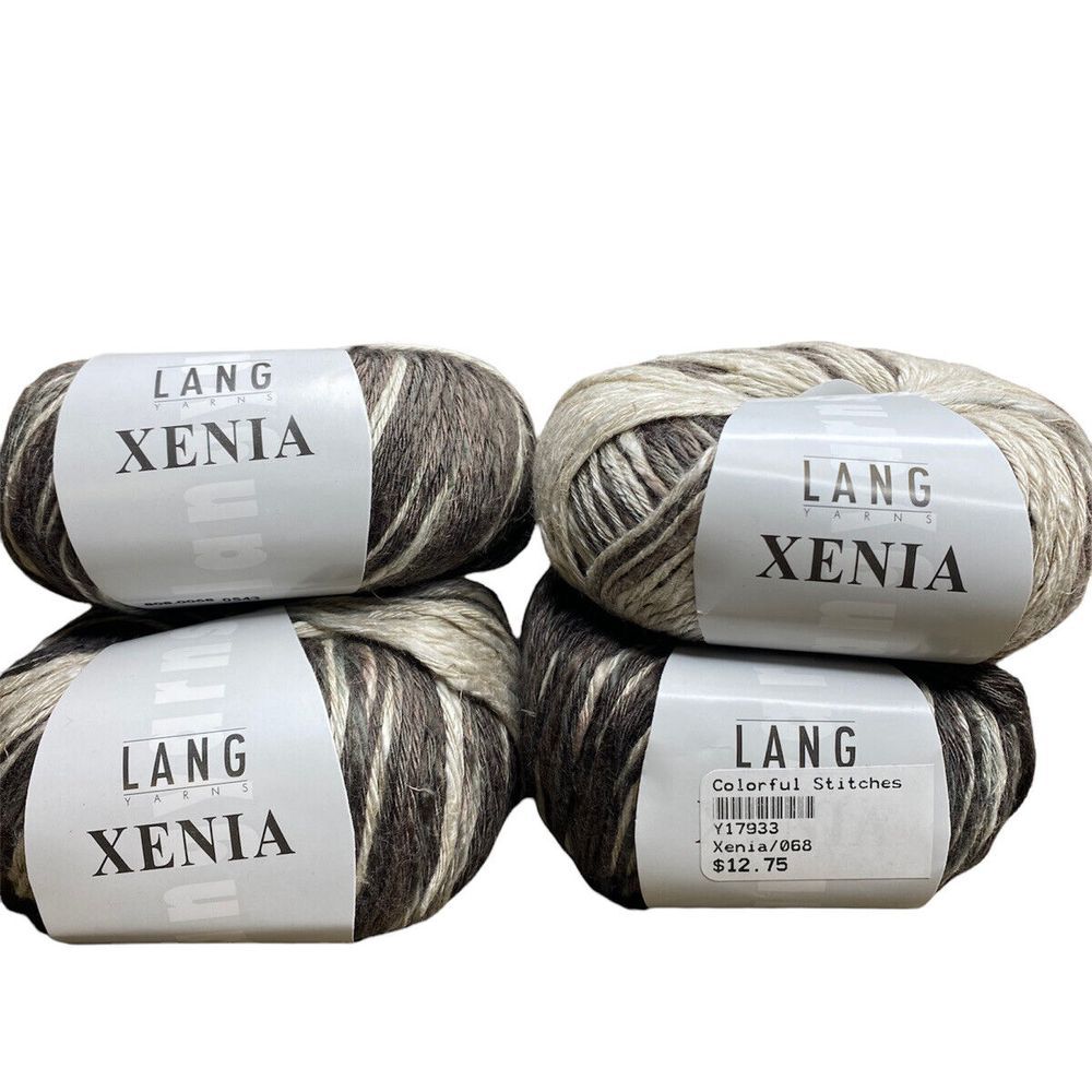 Lot of 4 Lang Xenia Yarn Linen Cotton Viscose Blend 0543 Gray Tones Discontinued